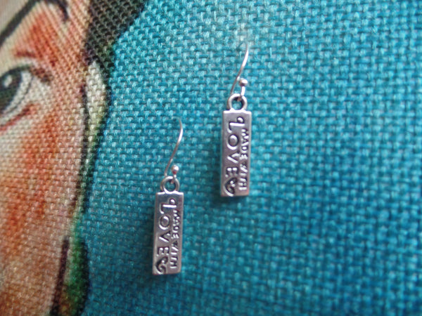 "Made With Love" on Sterling Silver Ear Wire