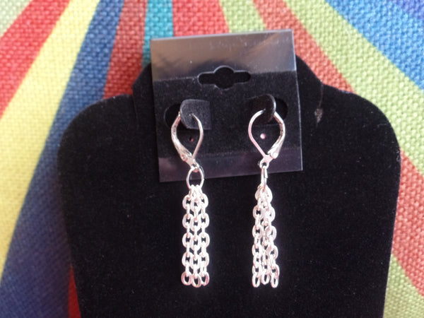 3 Silver Strands (1") on Stainless Steel Hypoallergenic Clasps