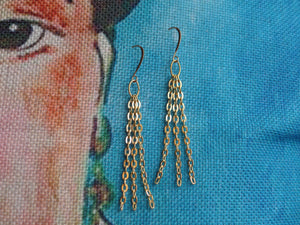 3 Gold Chain Strands (2") on Gold Ear Wire