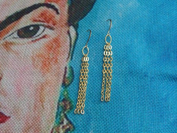 3 Gold Chain Strands (2") on Gold Ear Wire