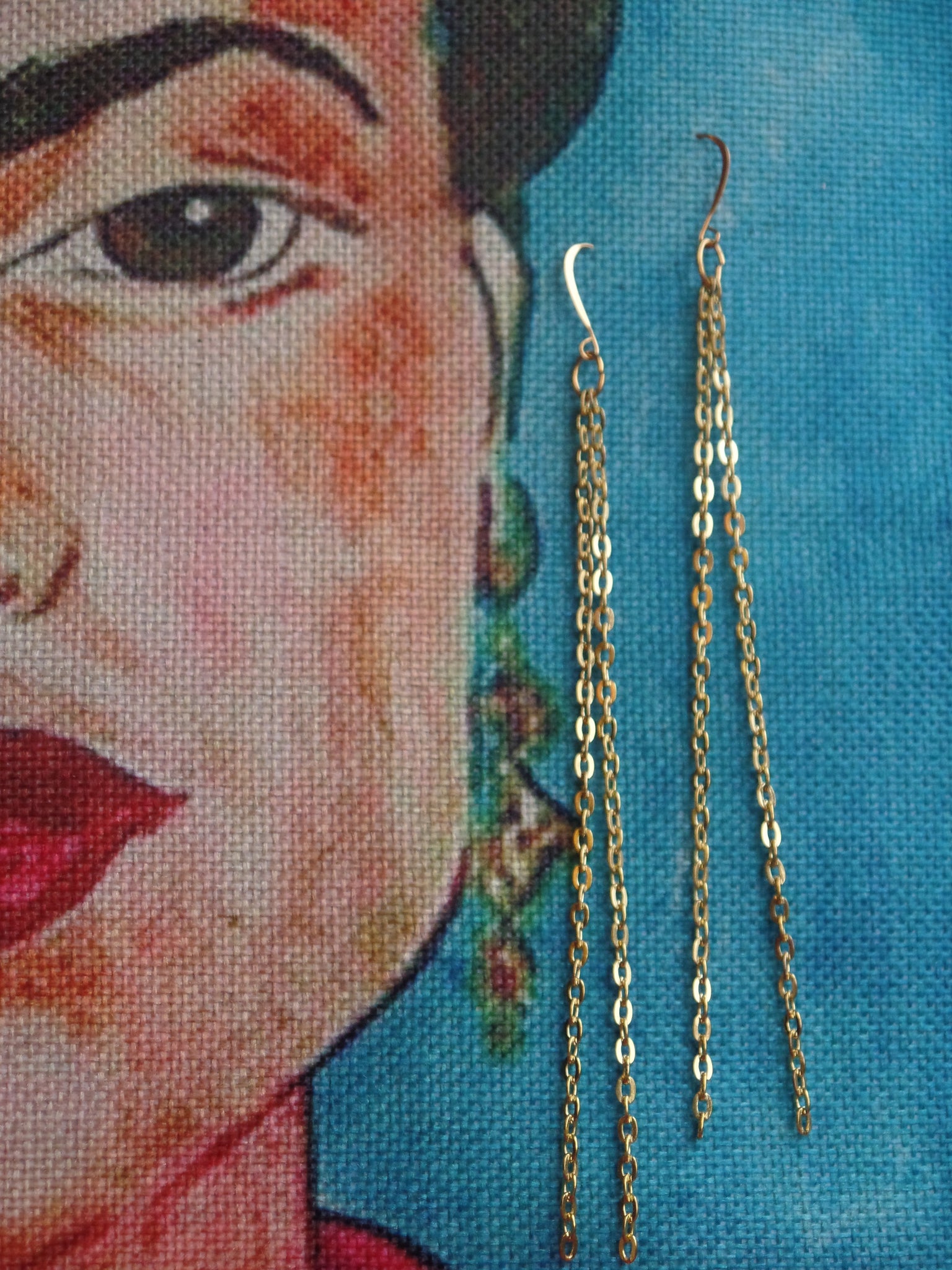 2 Gold Chain Strands (5") on Gold Ear Wire