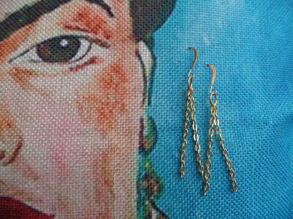 2 Gold Chain Strands (2" w/jump ring) on Gold Ear Wire