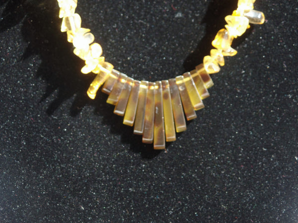 LONG NECKLACE W/TIGER EYE FOCAL